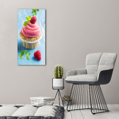 Verticale foto op glas Frambozen cupcake