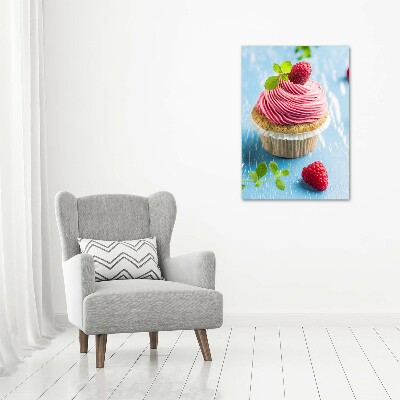 Verticale foto op glas Frambozen cupcake