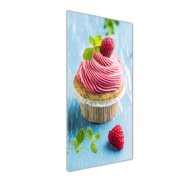Verticale foto op glas Frambozen cupcake