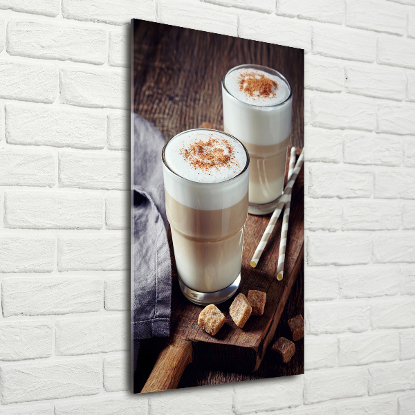 Verticaal glasschilderij Latte koffie