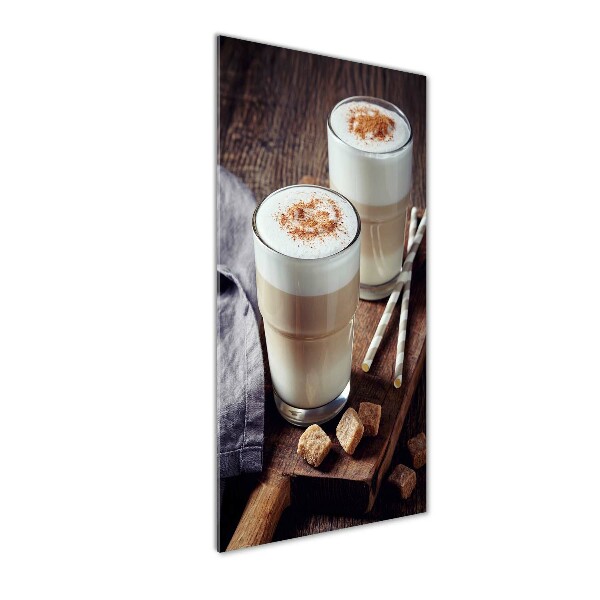 Verticaal glasschilderij Latte koffie