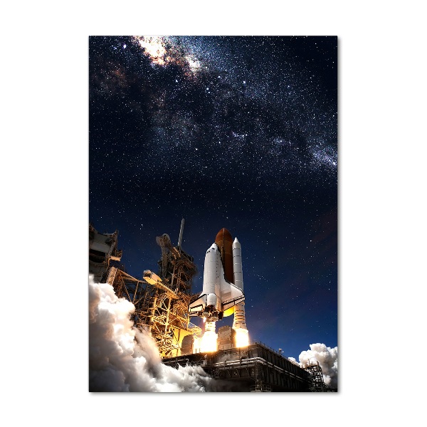 Verticaal glasschilderij Raket die opstijgt