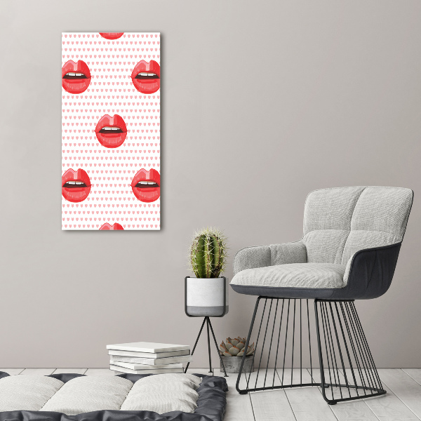 Verticale glasfoto Rode lippen