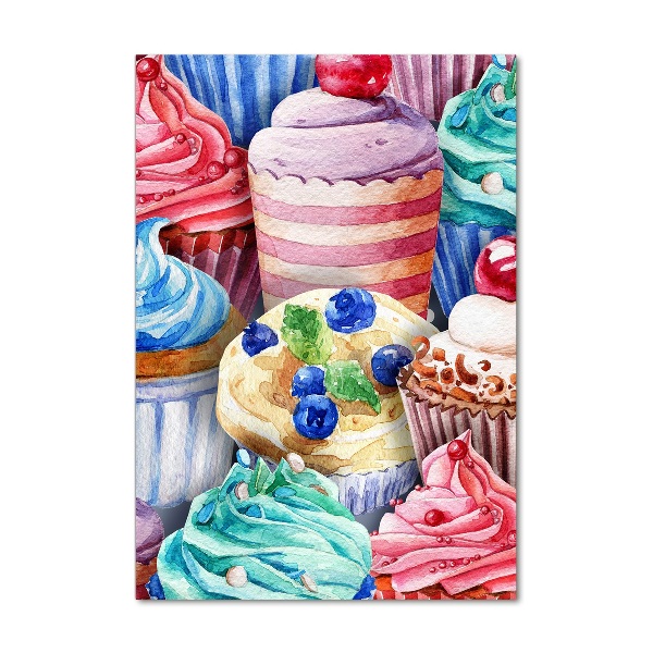 Verticale foto op glas Kleurrijke cupcakes