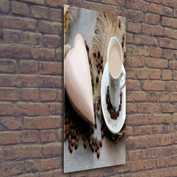 Verticale foto op glas Koffie en hart