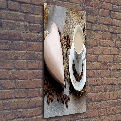 Verticale foto op glas Koffie en hart