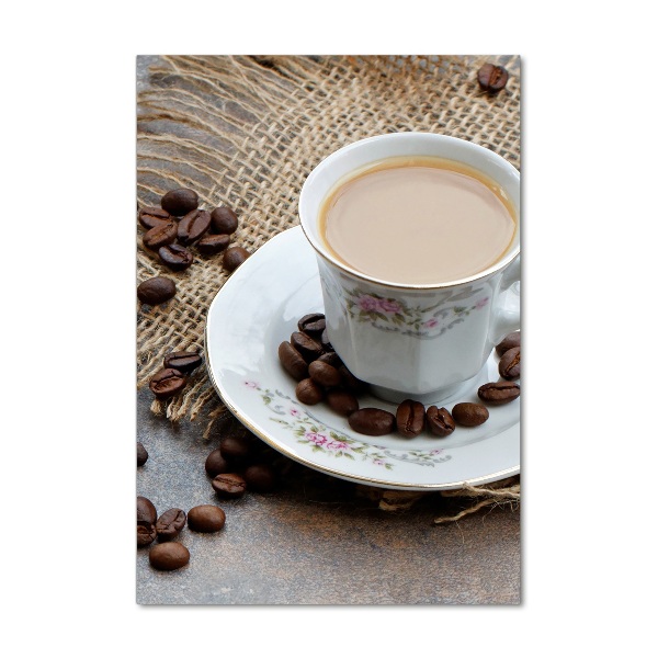 Verticale foto op glas Koffie en hart