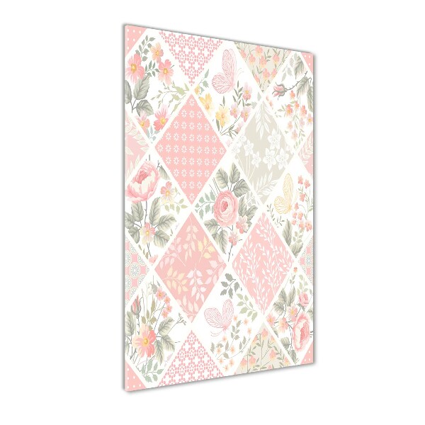Verticale foto op glas Bloemenpatroon