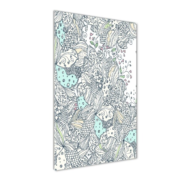 Verticale glasfoto Bloemenpatroon