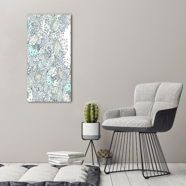 Verticale glasfoto Bloemenpatroon