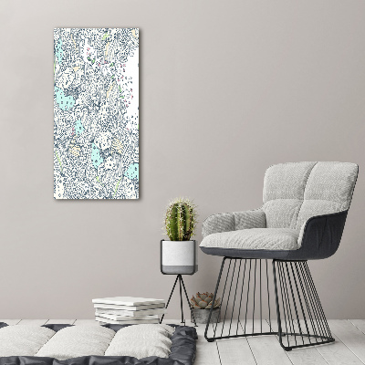 Verticale glasfoto Bloemenpatroon