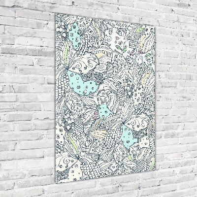 Verticale glasfoto Bloemenpatroon