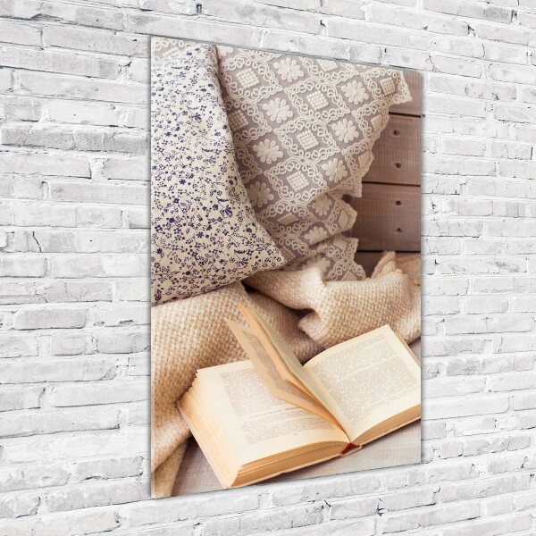 Verticaal glasschilderij Ontspannen met een boek