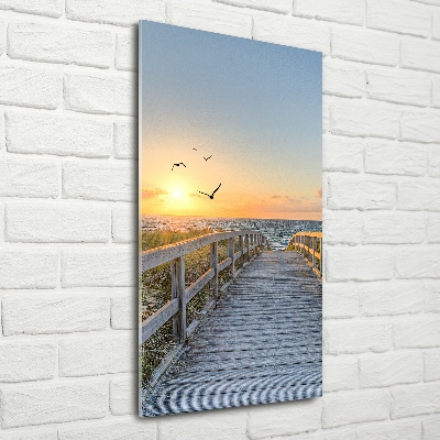 Verticale foto op glas Pad naar het strand