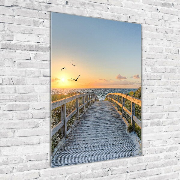 Verticale foto op glas Pad naar het strand