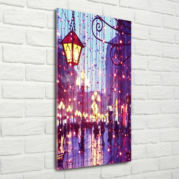 Verticaal glasschilderij Lichten in de stad