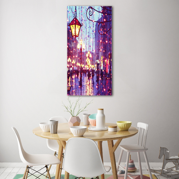 Verticaal glasschilderij Lichten in de stad