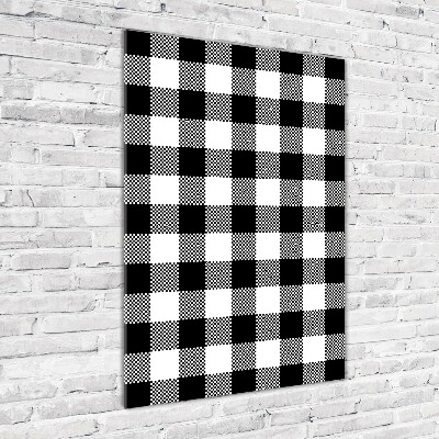 Verticaal glasschilderij Zwart-wit geblokt