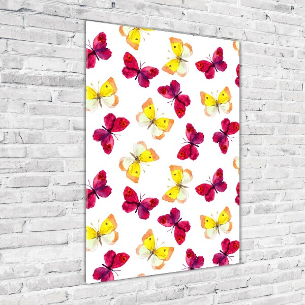 Verticaal glasschilderij Kleurrijke vlinders