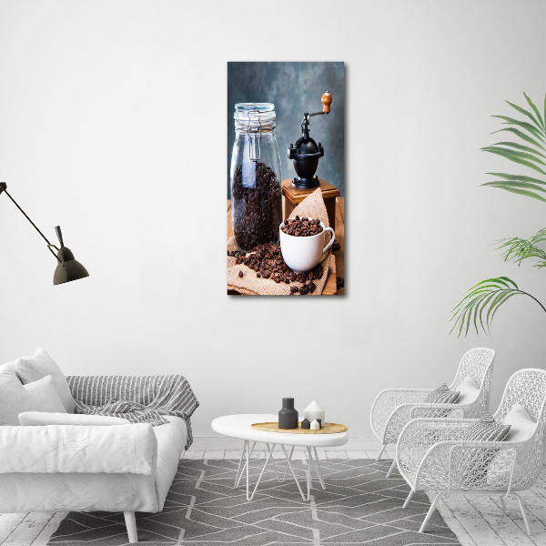 Verticaal glasschilderij Koffiemolen