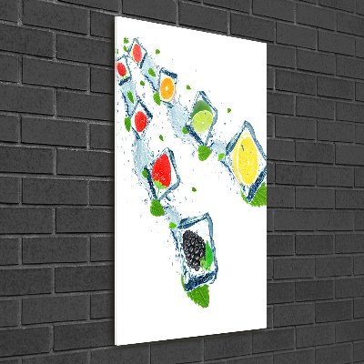 Verticale foto op glas Fruit en ijs