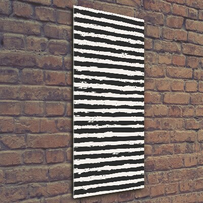 Verticaal glasschilderij Zwart-witte strepen