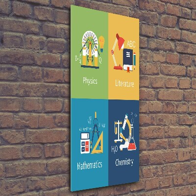 Verticaal glasschilderij Schoolvakken