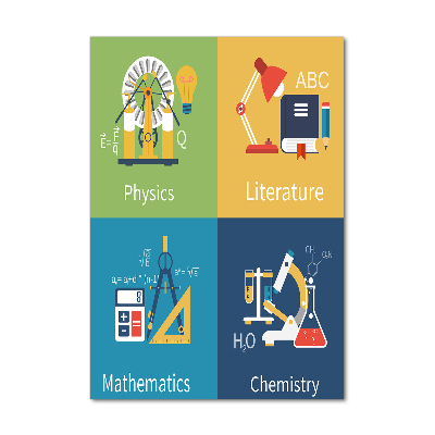 Foto obraz na szkle pionowy Przedmioty szkolne