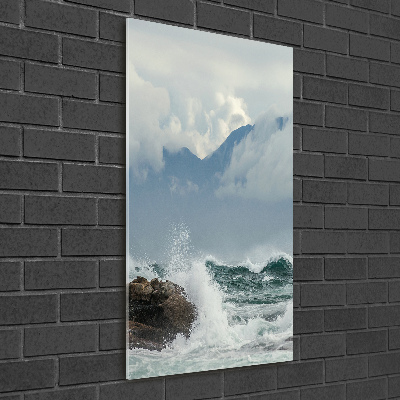 Verticale glasfoto Ruwe zee