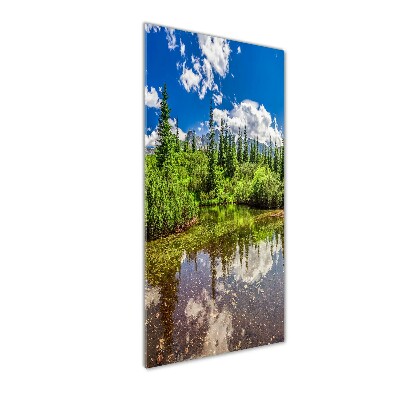 Verticaal glasschilderij Meer in de bergen