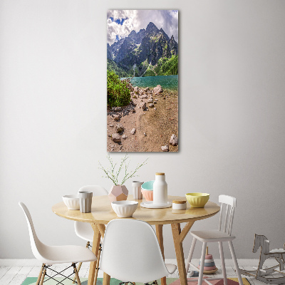 Verticale glasfoto Meer in de bergen