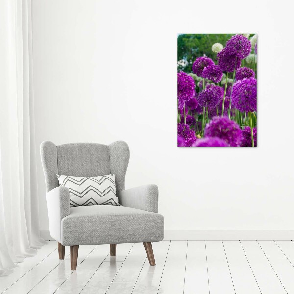 Verticale glasfoto Knoflookbloemen