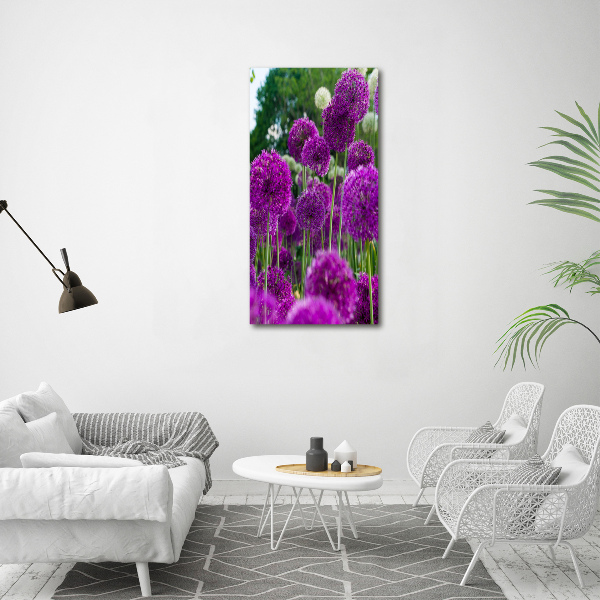 Verticale glasfoto Knoflookbloemen