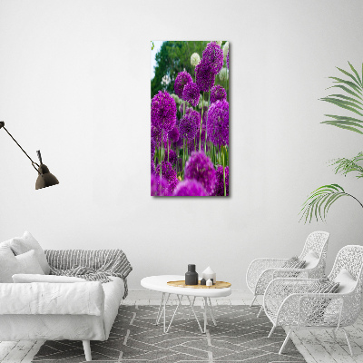 Verticale glasfoto Knoflookbloemen