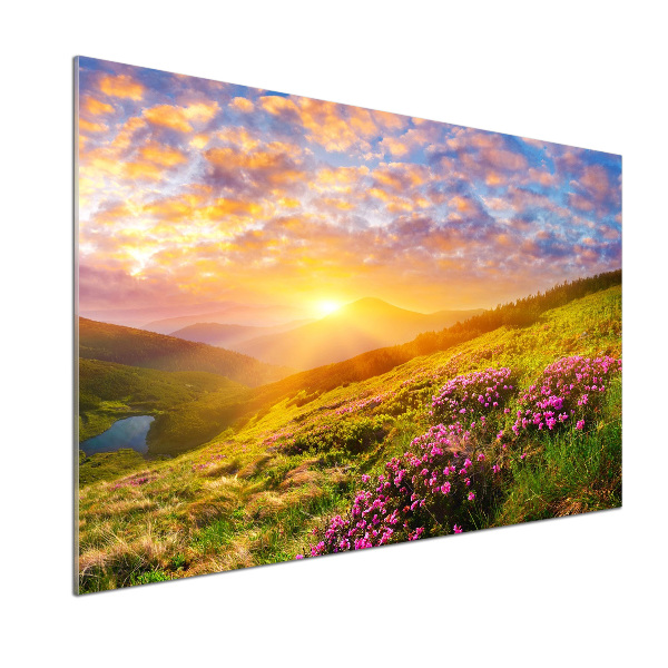 Panel do kuchni Zachód słońca góry
