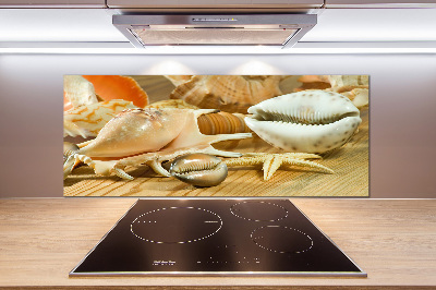 Panel do kuchni Muszle na drewnie