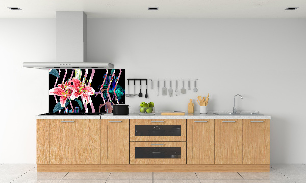 Glazen achterwand keuken Tropische lelie