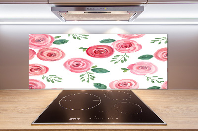 Panel szklany do kuchni Róże