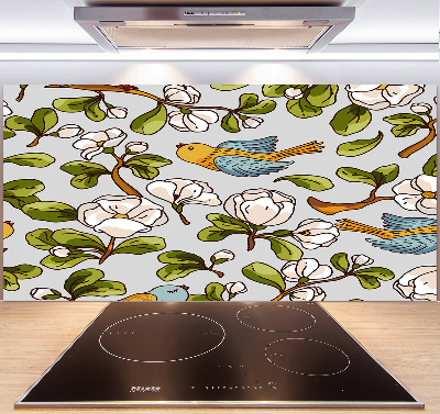 Panel do kuchni Kwiaty i ptaki