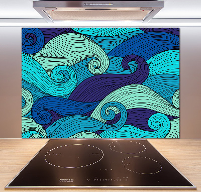 Spatscherm keuken Abstracte golven