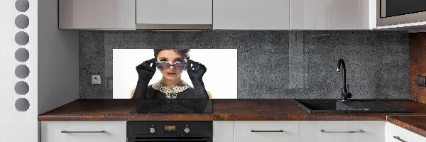 Spatscherm keuken Vrouw met bril