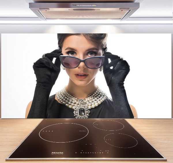 Spatscherm keuken Vrouw met bril