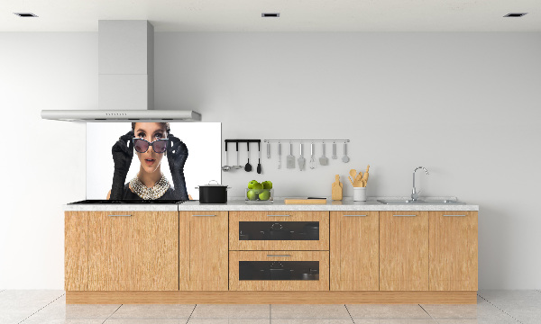 Spatscherm keuken Vrouw met bril