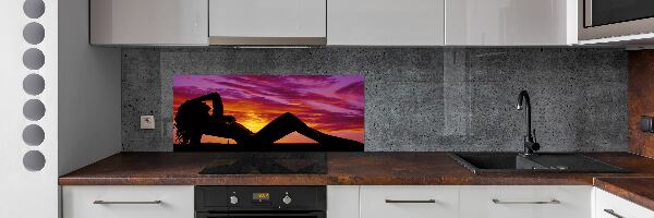 Glazen achterwand keuken Silhouet van een vrouw