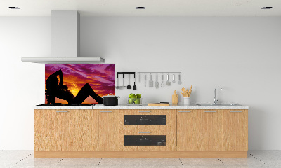 Glazen achterwand keuken Silhouet van een vrouw
