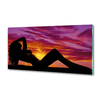 Glazen achterwand keuken Silhouet van een vrouw