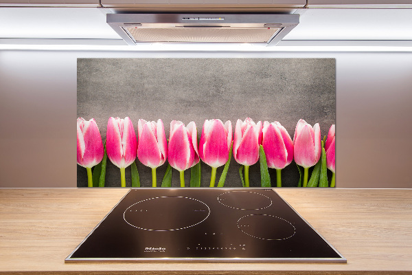 Spatplaat keuken Roze tulpen