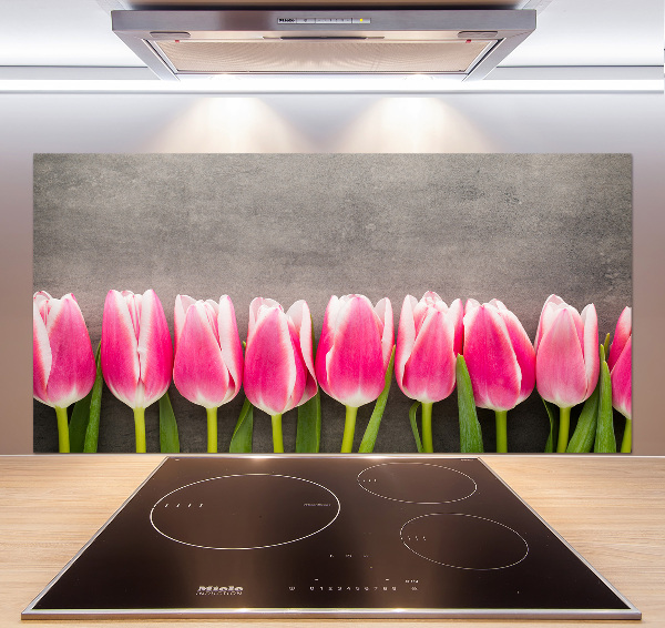 Spatplaat keuken Roze tulpen