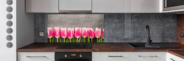 Spatplaat keuken Roze tulpen