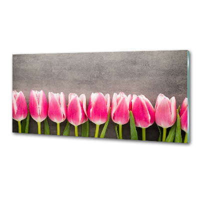 Spatplaat keuken Roze tulpen
